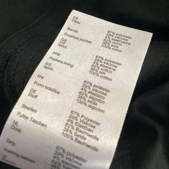 Maje Pauline SatinTuxedo Stripe Fringe Trim Black Low Rise Pants 40 L 10/12 - Picture 7 of 10